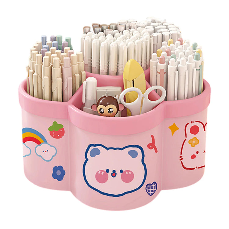 Desktop Rotating Stationery Pen Holder Large Capacity Storage Box Multifunctional Organizer Suitable for Cute Children Girls
