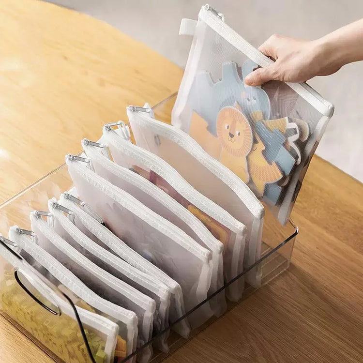 3pcs Toy storage bag 1pc building block puzzle sub-package bag children small particle zipper transparent finishing storage box
