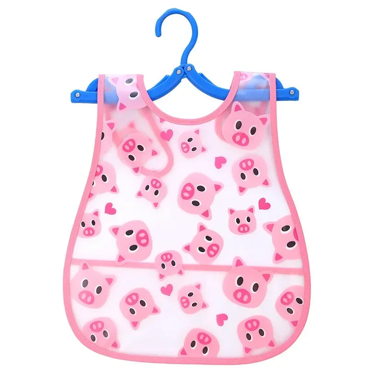 Adjustable Baby Bibs EVA Plastic Waterproof Lunch Feeding Bibs Baby Cartoon Feeding Cloth Children Baby Apron
