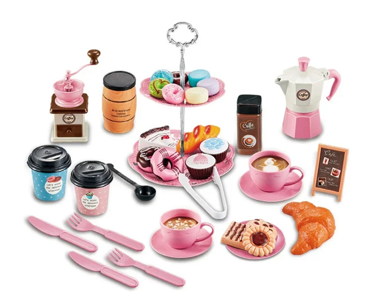 Pretend Play Simulation Coffee Set Tableware Play House/Outdoor Kitchen DIY Afternoon Tea Game Toy For Children Kids Gift