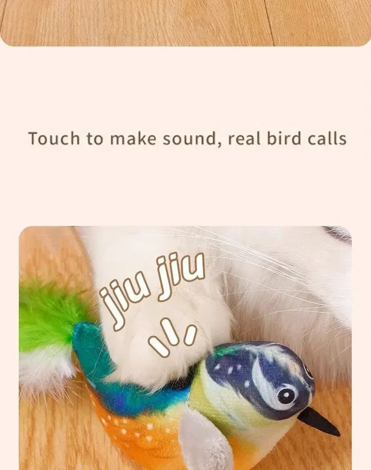 Bird-Shaped Cat Toy Interactive Toys Dog Rechargeable Chirping Flapping Bird Catnip Touch Activated Squeak Plush Toy Pet