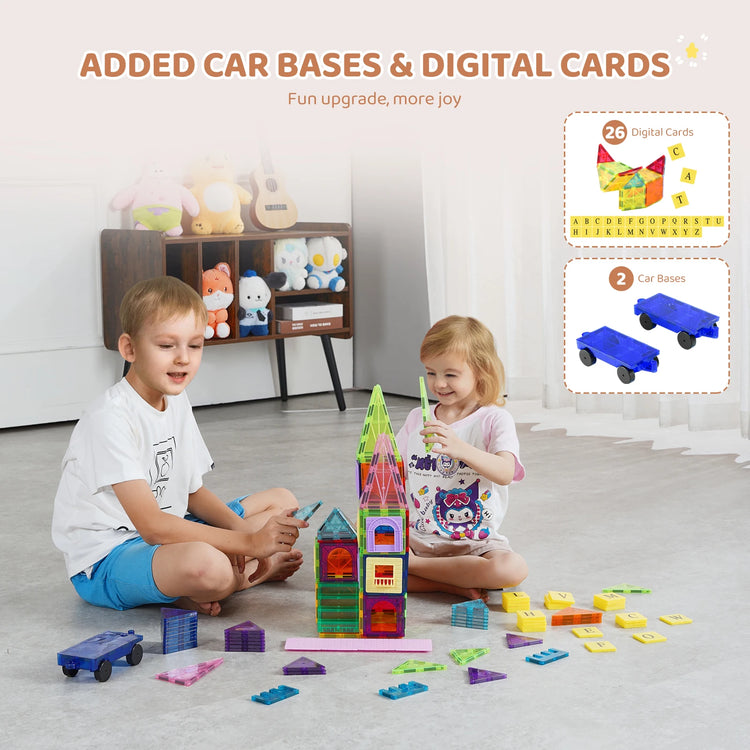 Magnetic Building Tiles – 121 Piece STEM Construction Set for Kids