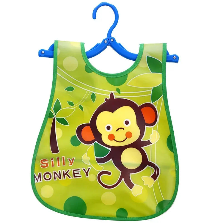 Adjustable Baby Bibs EVA Plastic Waterproof Lunch Feeding Bibs Baby Cartoon Feeding Cloth Children Baby Apron