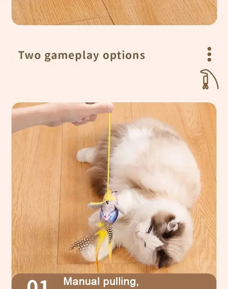 Bird-Shaped Cat Toy Interactive Toys Dog Rechargeable Chirping Flapping Bird Catnip Touch Activated Squeak Plush Toy Pet