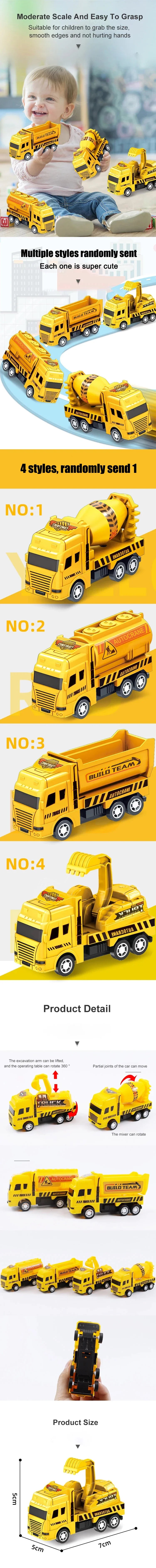 1 Pc Educational Cars Children Kid Pull Back Toy Warrior Engineering Vehicle Model Four Mini Cars