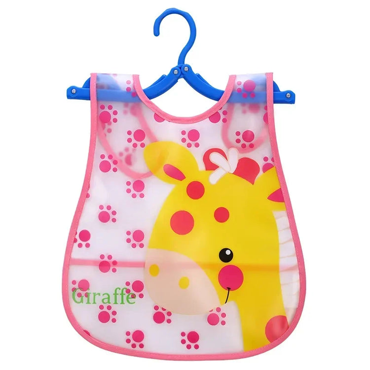 Adjustable Baby Bibs EVA Plastic Waterproof Lunch Feeding Bibs Baby Cartoon Feeding Cloth Children Baby Apron