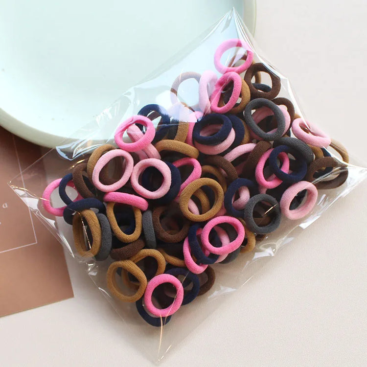 100 Pieces/pack Children's Hair Rings Baby Free Rubber Bands High Elasticity Basic Tie Girl Headband Accessories Super Soft