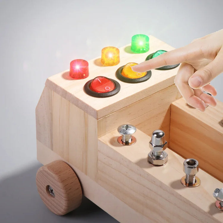 Wooden Montessori Busy Board 2-4 Years Old Children's Early Education Puzzle Toy Sensory Toys Switch Control Box Cart Screw Game