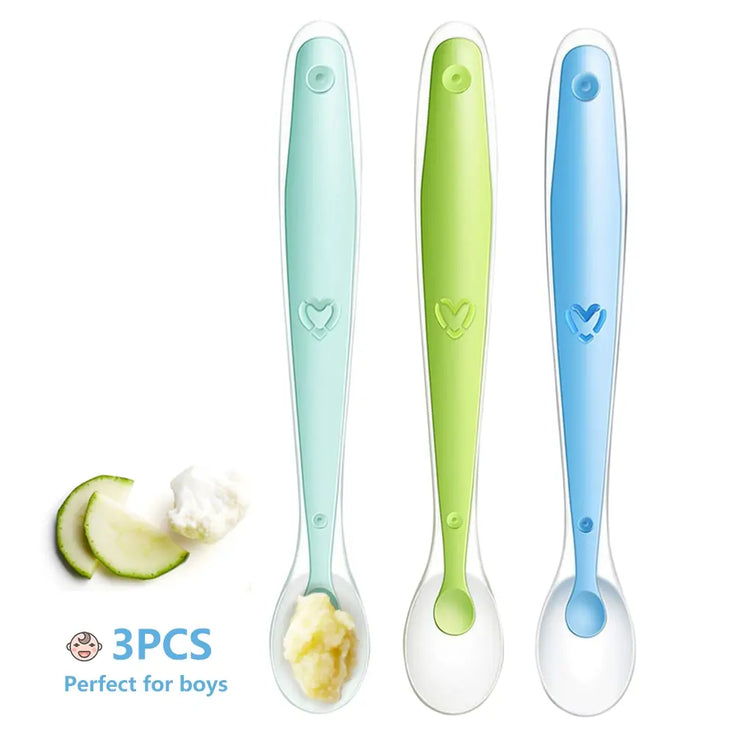 Baby Silicone Soft Spoon Training Feeding Spoons for Children kids Infants Temperature Sensing