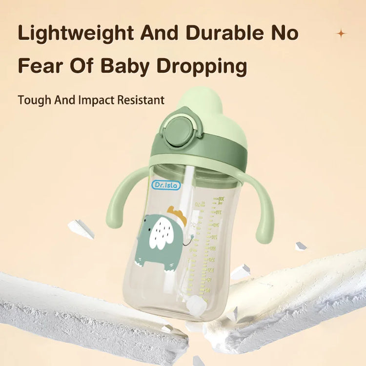 Dr.isla Baby Bottle 300ML Baby Feeding Cup With Straw Children Learn Feeding Drinking Bottle Kids Training Cups BPA Free