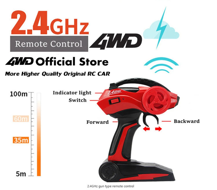 4WD RC Car Off Road 4x4 Remote Control Cars Radio Buggy Truck Racing Drift with Led Lights Toys Gift for Boys Girls Children Kid