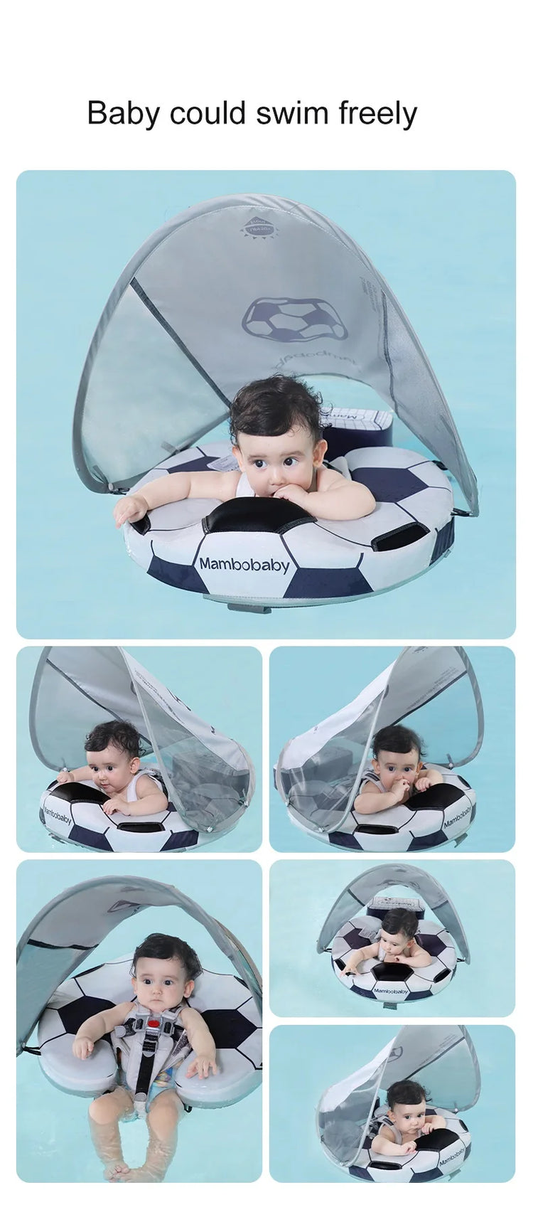 Water Toys Baby Swim Rings Non Inflatable Waist Ring With Sunshade Floating Boards Use For 3-24 Months Age Boys Girls