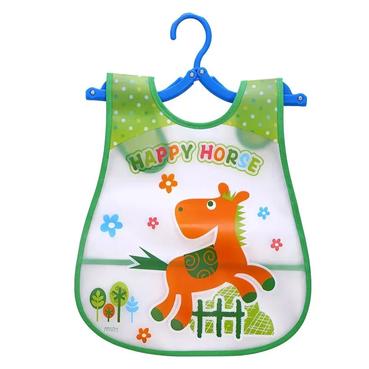 Adjustable Baby Bibs EVA Plastic Waterproof Lunch Feeding Bibs Baby Cartoon Feeding Cloth Children Baby Apron