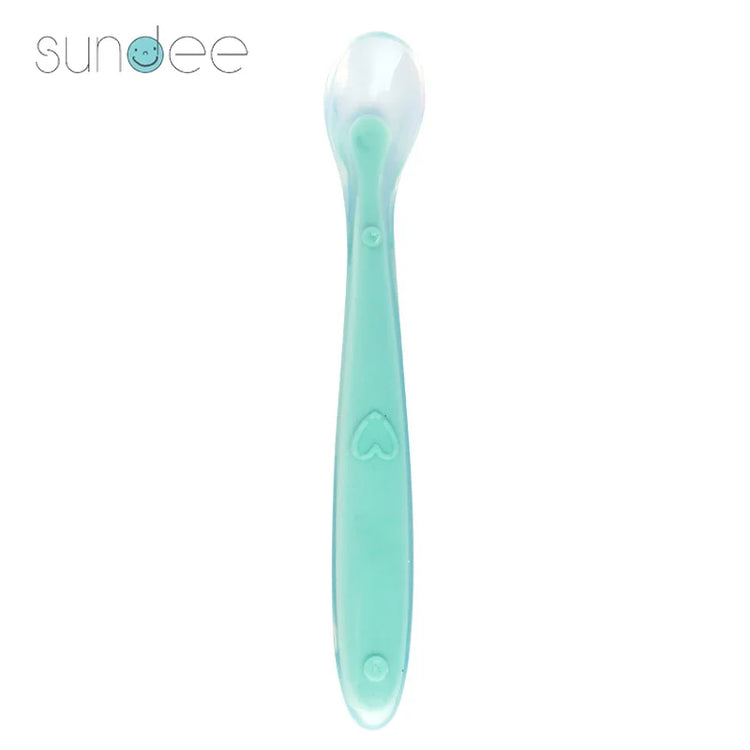 10 Pcs Baby Feeding Spoon Soft Silicone Spoons Training Spoon for Child kids Infants Temperature Sensing Feeding Feeder Flatware