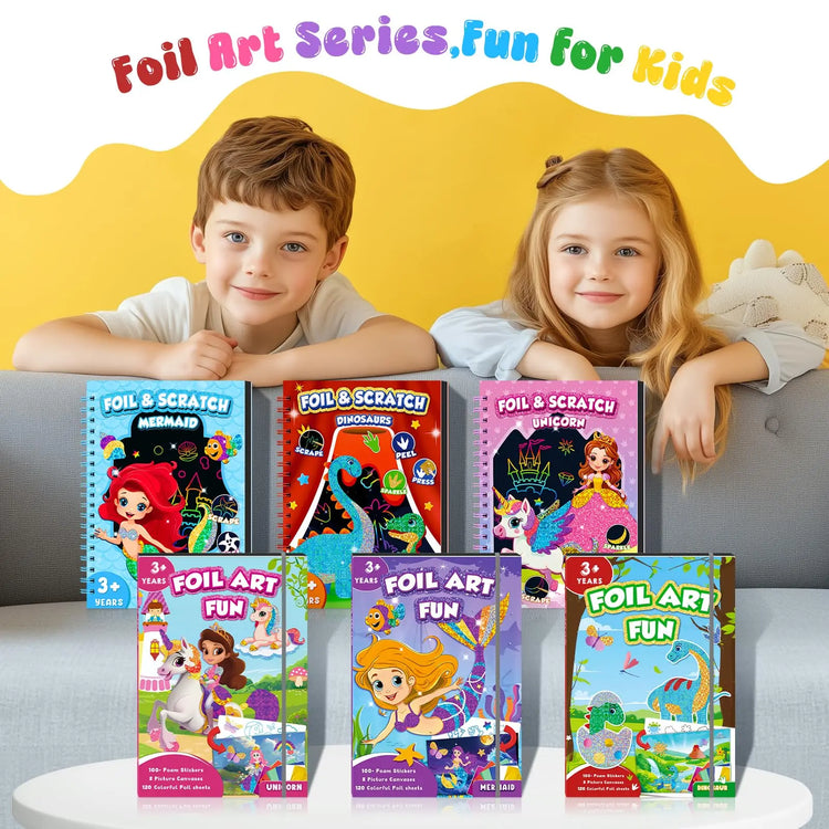 Kids Dinosaur Scratch Art Coloring Books Foil Fun Arts And Crafts Activity Colouring Book Set For Creativity Drawing Book Gifts
