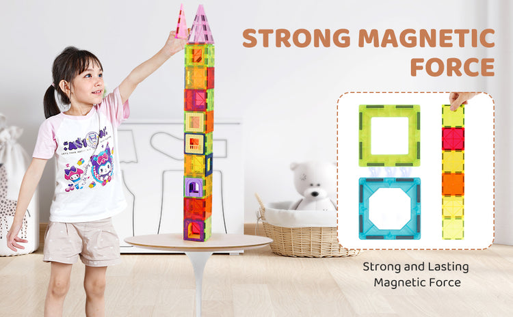 Magnetic Building Tiles – 121 Piece STEM Construction Set for Kids