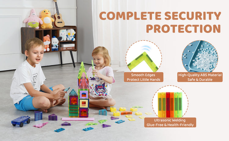 Magnetic Building Tiles – 121 Piece STEM Construction Set for Kids