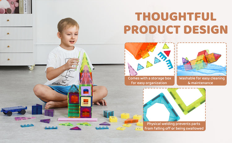 Magnetic Building Tiles – 121 Piece STEM Construction Set for Kids