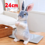 Simulation Rabbit Plush Doll Realistic Cute Furry Animal Bunny Plushie Toy Model Christmas Gift Kawaii Home Decoration