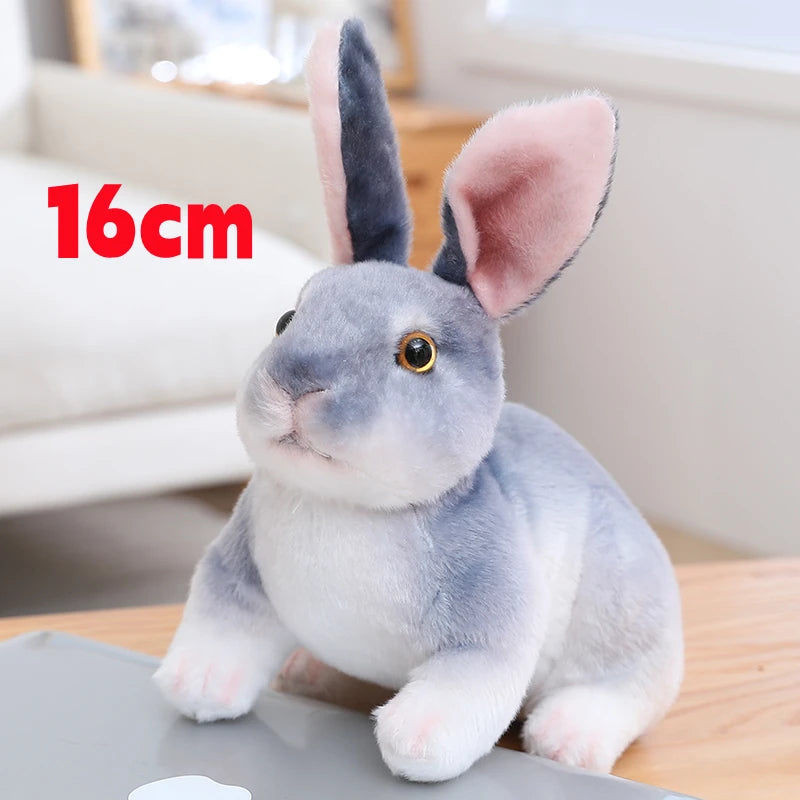 Simulation Rabbit Plush Doll Realistic Cute Furry Animal Bunny Plushie Toy Model Christmas Gift Kawaii Home Decoration