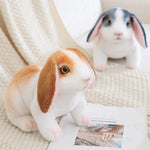 Simulation Rabbit Plush Doll Realistic Cute Furry Animal Bunny Plushie Toy Model Christmas Gift Kawaii Home Decoration