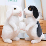 Simulation Rabbit Plush Doll Realistic Cute Furry Animal Bunny Plushie Toy Model Christmas Gift Kawaii Home Decoration