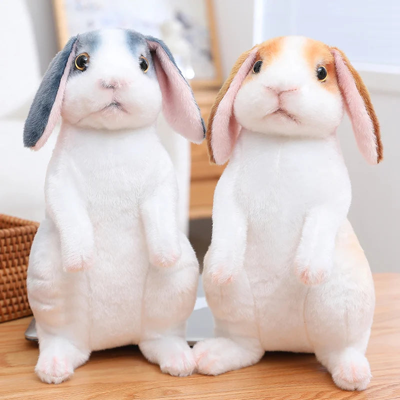 Simulation Rabbit Plush Doll Realistic Cute Furry Animal Bunny Plushie Toy Model Christmas Gift Kawaii Home Decoration