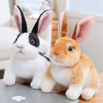Simulation Rabbit Plush Doll Realistic Cute Furry Animal Bunny Plushie Toy Model Christmas Gift Kawaii Home Decoration