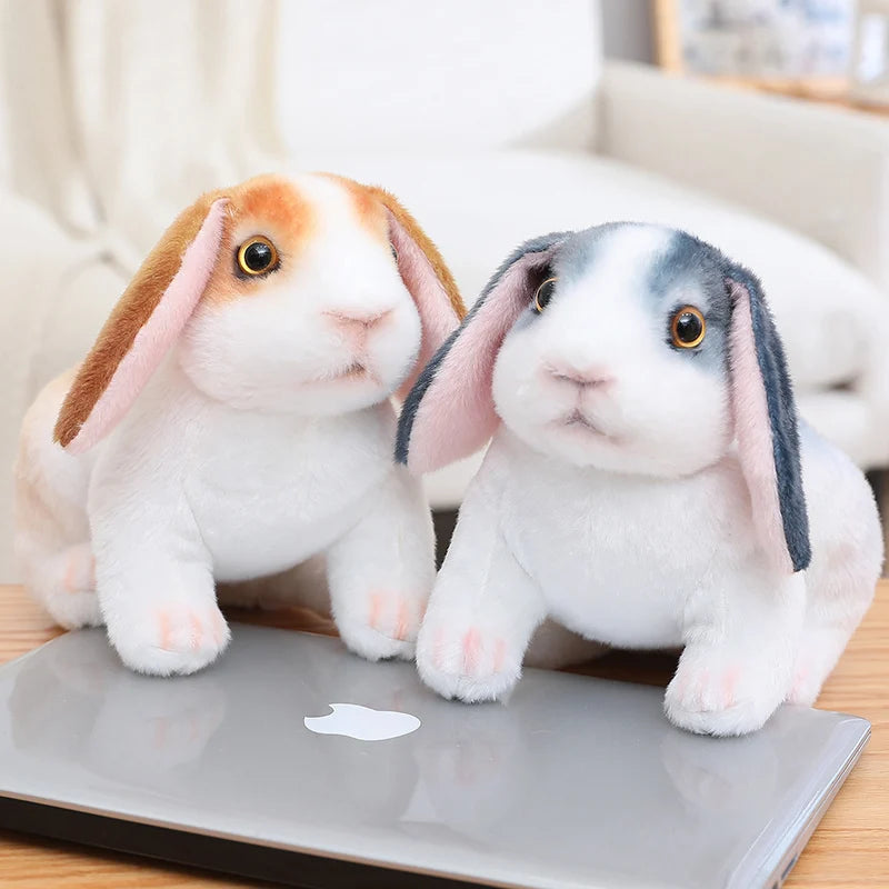 Simulation Rabbit Plush Doll Realistic Cute Furry Animal Bunny Plushie Toy Model Christmas Gift Kawaii Home Decoration