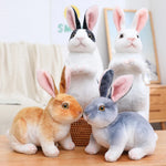 Simulation Rabbit Plush Doll Realistic Cute Furry Animal Bunny Plushie Toy Model Christmas Gift Kawaii Home Decoration