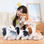 Simulation Rabbit Plush Doll Realistic Cute Furry Animal Bunny Plushie Toy Model Christmas Gift Kawaii Home Decoration
