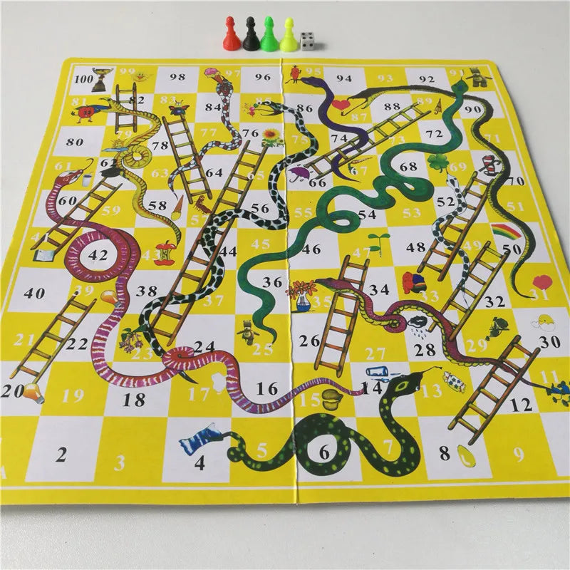 Snake Ladder Board Game Set Flight Chess Educational jogos juegos oyun Portable Family Party Games Funny Toys for Kids Adults