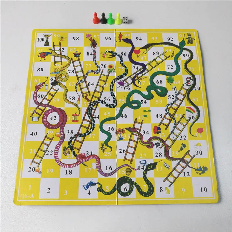 Snake Ladder Board Game Set Flight Chess Educational jogos juegos oyun Portable Family Party Games Funny Toys for Kids Adults