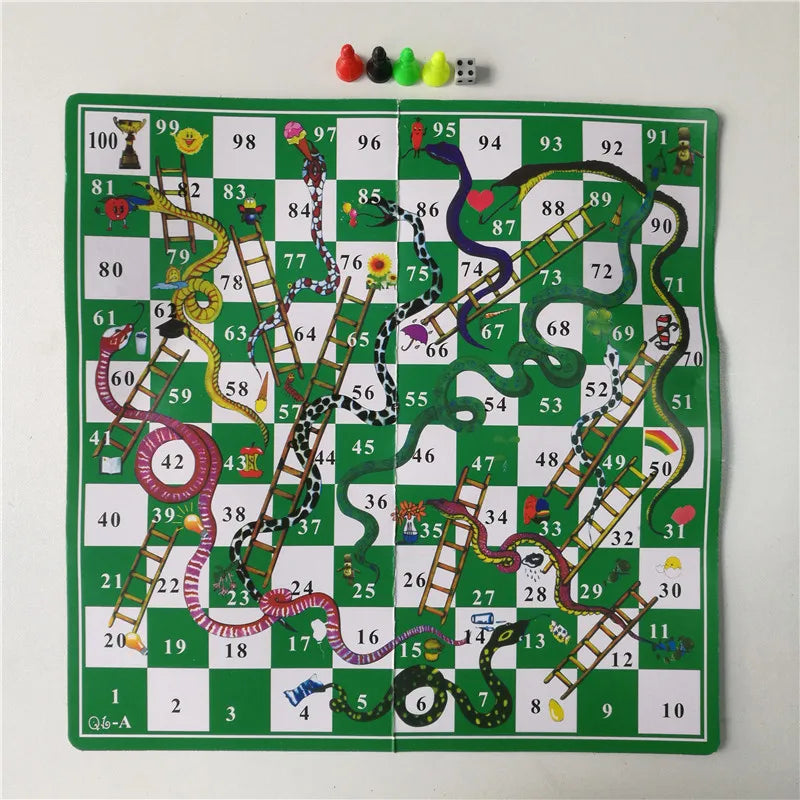Snake Ladder Board Game Set Flight Chess Educational jogos juegos oyun Portable Family Party Games Funny Toys for Kids Adults