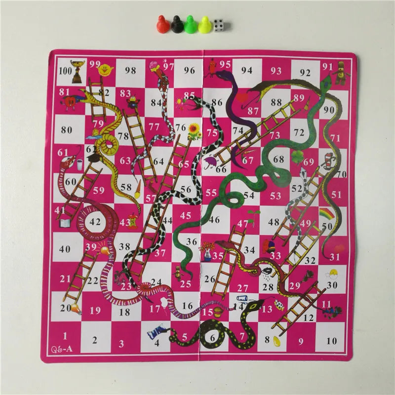 Snake Ladder Board Game Set Flight Chess Educational jogos juegos oyun Portable Family Party Games Funny Toys for Kids Adults