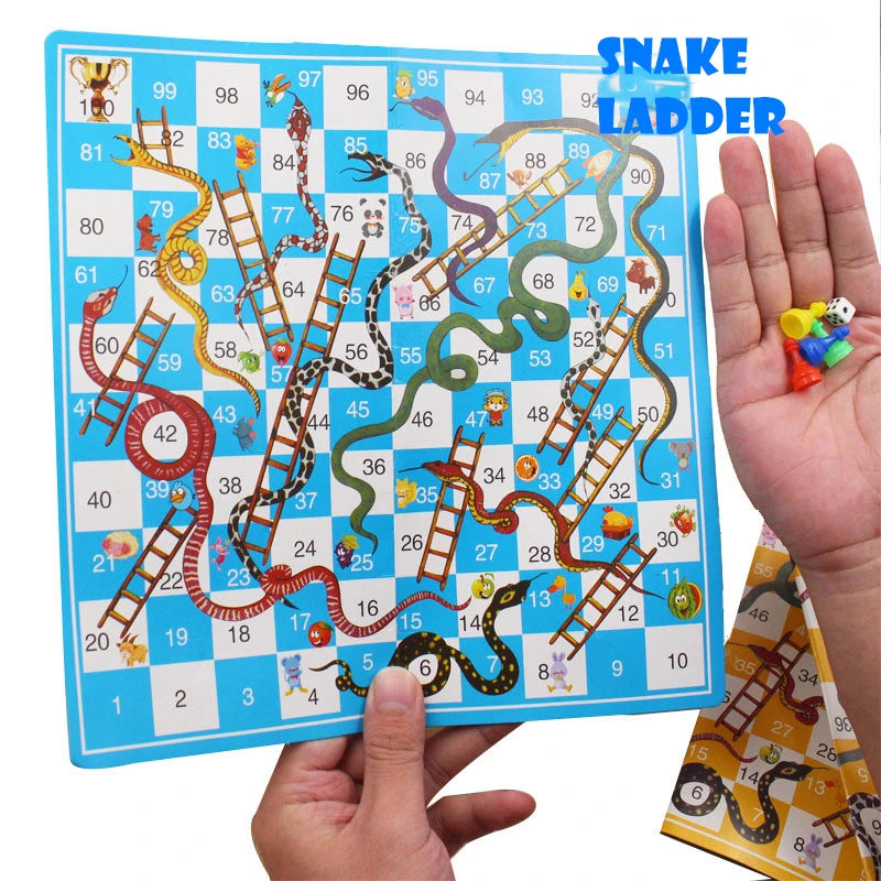 Snake Ladder Board Game Set Flight Chess Educational jogos juegos oyun Portable Family Party Games Funny Toys for Kids Adults
