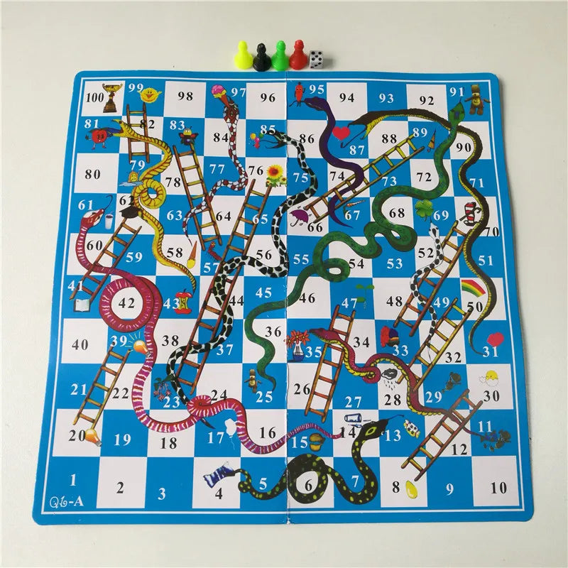 Snake Ladder Board Game Set Flight Chess Educational jogos juegos oyun Portable Family Party Games Funny Toys for Kids Adults