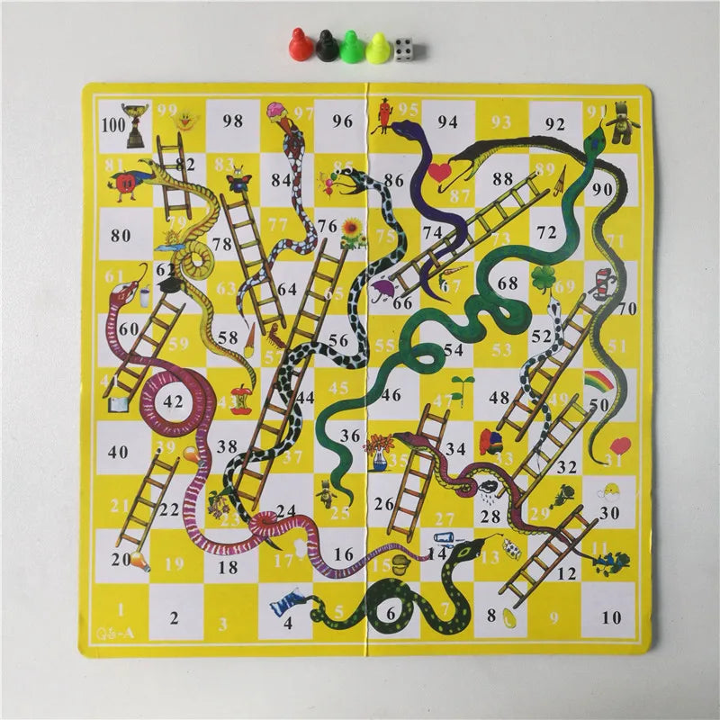 Snake Ladder Board Game Set Flight Chess Educational jogos juegos oyun Portable Family Party Games Funny Toys for Kids Adults