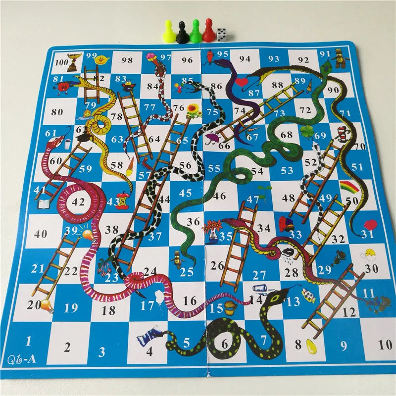 Snake Ladder Board Game Set Flight Chess Educational jogos juegos oyun Portable Family Party Games Funny Toys for Kids Adults