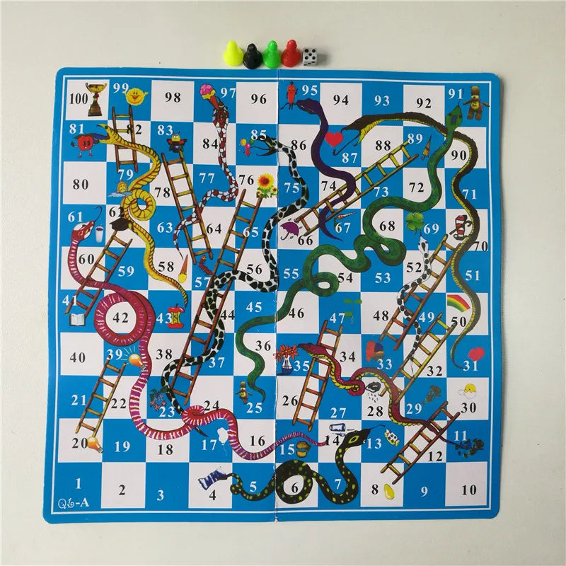 Snake Ladder Board Game Set Flight Chess Educational jogos juegos oyun Portable Family Party Games Funny Toys for Kids Adults