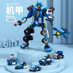 NEW DIY 6in1 Train Track Robot Helicopter Vehicle Building Blocks Kit Girls Bricks Movie Model Kids Toy