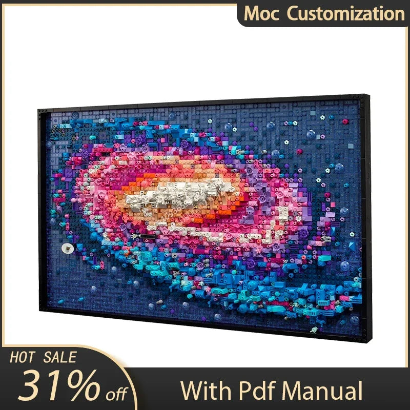 3091pcs Moc 31212 The Milky Way Galaxy 3D Art Mural Building Blocks Sets Diy Creative Decorate Bricks Toys Kids Educational Gift