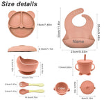 Baby Feeding Plate Sets Suction Bowl Silicone Plate For Kids 6Pcs Children Tableware Personalized Name Dinner Dishes Cups Spoon