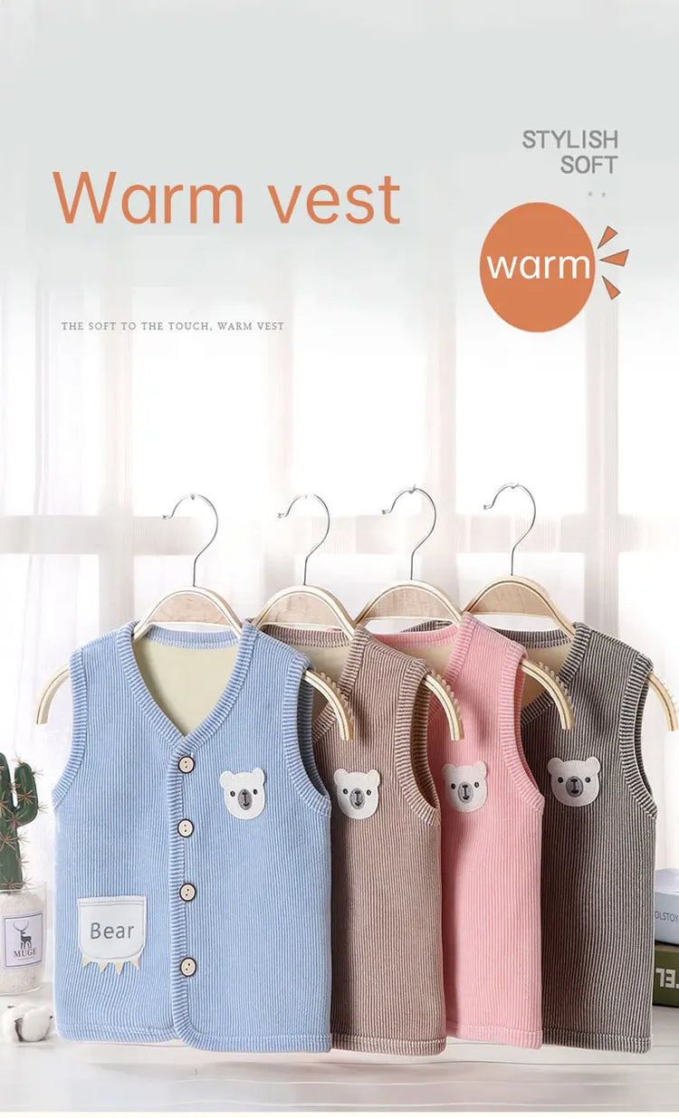 Kids Clothes Waistcoat Children's Vest  Boy Girl Thicken Velvet lining Keep Warm Jackets Vest Children's Clothing  Autumn Winter