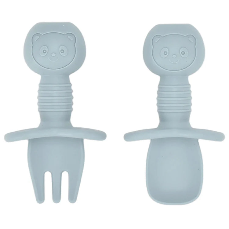 2PCS Cute Baby Learning Spoons Utensils Set Food Grade Silicone Sticky Spoon Children Cutlery Training Spoon Feeding Tableware