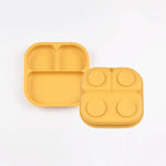 Food Grade Silicone Dining Plate Children 3-Grids Dishes Eating Training Tableware Feeding Tray With Sucker Anti-Drop Baby Stuff