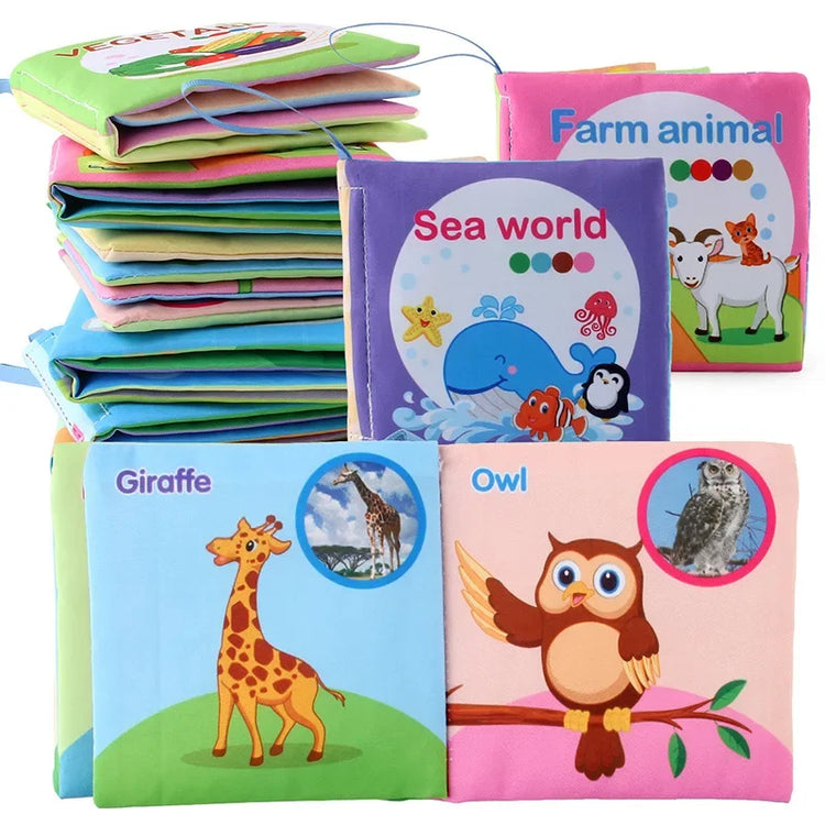 0-24 Monthes Soft Baby Cloth Books Fruits Vegetable Animals Cognitive Puzzle Infant Kids Early Learning Educational Fabric Toys
