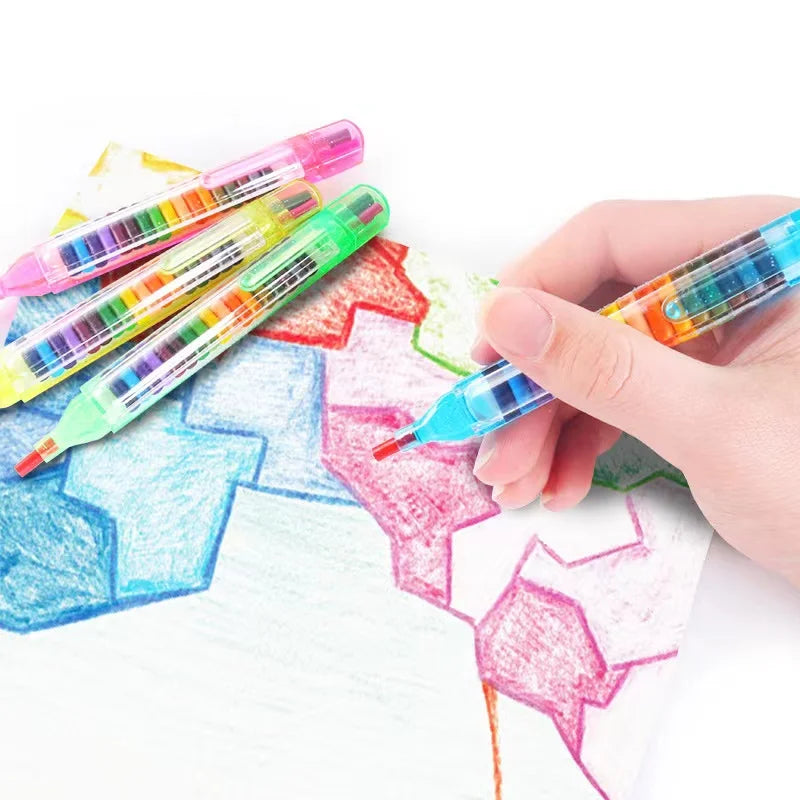4 Pcs Creative 20 Colors Crayon Student Drawing Color Pencil Multicolor Art Kawaii Writing Pen for Kids Gift School Stationery