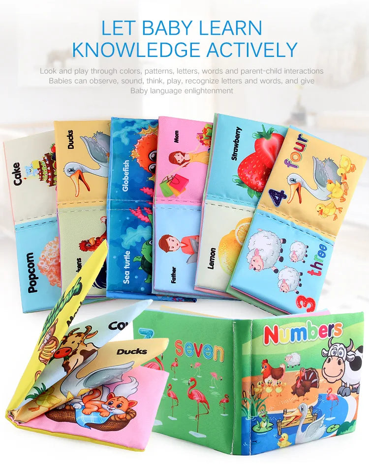 0-24 Monthes Soft Baby Cloth Books Fruits Vegetable Animals Cognitive Puzzle Infant Kids Early Learning Educational Fabric Toys