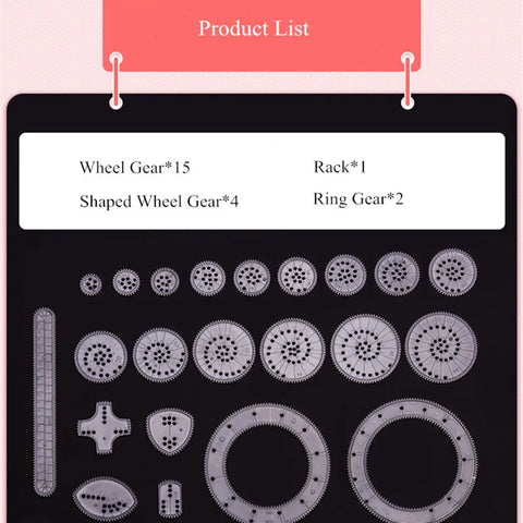 22PCS Clear Spirograph Drawing Toy Set DIY Creative Design Geometric Drawing Interlocking Gears Wheels Ruler Kids Art Craft  Toy